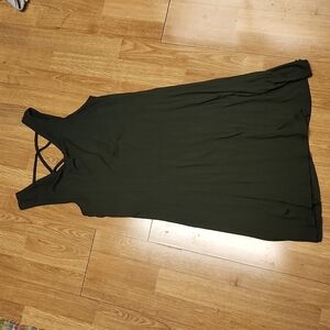 Olivia Rae sleeveless dark green swing dress sz MMB